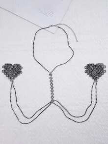 1 miếng dán ngực đính đá lấp lánh dành cho nữ, kiểu vòng cổ choker gợi cảm, dây đeo thân bằng silicon tự dính, có thể tái sử dụng, dùng cho các buổi tiệc rave. - Nhiều màu - Xem 3