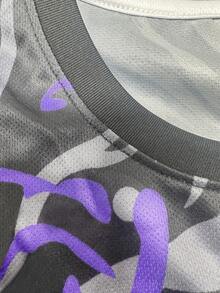 Camiseta de fútbol brasileña con estampado de guepardo de tres estrellas, cuello redondo, cómoda, ideal para partidos, entrenamientos, tiempo libre y vacaciones. Un regalo perfecto. - Azul - Ver 4