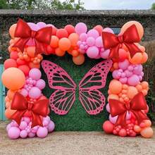 Bow-Knot Foil Decorative Balloons, Red & Pink Bow-Knot Balloons Suitable For Mother's Day Decor, Birthday Party, Room Decor, Graduation Ceremony, Wedding Decor, Party Decoration - Multicolor - View 6