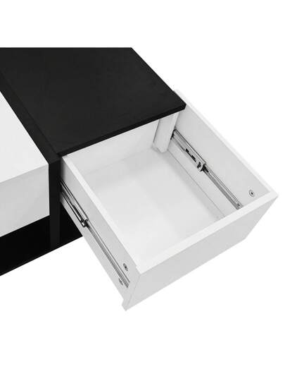 Moderne Coffee Tafel Zwart Wit 70*70*35.5 Drawers, Square Living Room Storage Space, High Gloss Zachte Drawer Rails view 10