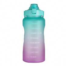 Large Capacity Gradient Color Sports Water Bottle With Time Scale Reminder, Portable Handle + Straw Design, Convenient For Fitness And Daily Hydration