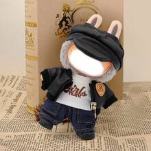 1pc Replacement Accessories For Labubu Doll Clothes, Leather Jacket, Jeans Outfit, Generation 1/2/3 - Multicolor - View 7