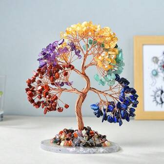 7 Chakra Gemstone Tree Of Life - Crystal Tree - 7 Chakra Tree - Positive Energy Crystal Tree - Feng Shui - Energy Gemstone Tree - Money Tree - Home Decor - Thoughtful Gift For Family And Friends