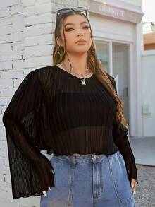 Women's Ruffled Edge Semi-Sheer Cover Up, Spring/Autumn