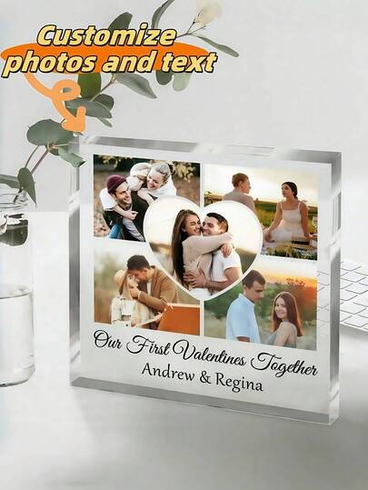 1 pieza Marco de fotos personalizado, decoración conmemorativa del crecimiento de los niños, decoración de habitación, marco de fotos de acrílico, regalo de graduación, Día de San Valentín, aniversario, regalo de cumpleaños, boda, decoración personalizada de fotos artísticas, a prueba de agua, exquisito, de moda, minimalista, personalizado moderno, único regalo ideal para él, ella, novio, novia, papá, mamá