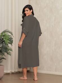 LEABAY ⭐ LONG BEACH KIMONO - NEW SUMMER 2025! ELEGANT, FLUID AND BREATHABLE - FREE SHIPPING ⭐ - Hitam - View 3