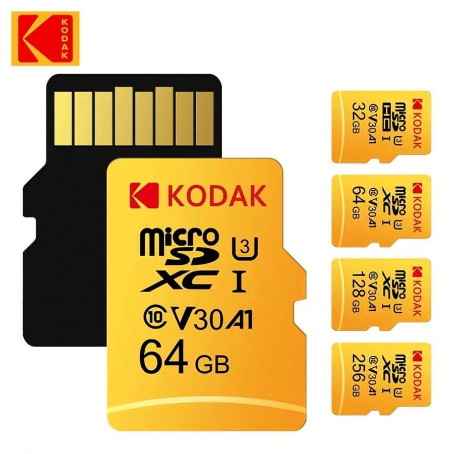 Kodak Original Micro SD Card 32GB Memory Card 64GB MicroSDHC 128GB MicroSDXC MicroSD 256GB C10 U3 TF Flash Cards 100MB/S A1 Class10 UHS-I V30 TF For Mobilephone Game Monitor