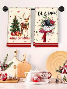1pc/2pcs/6pcs Super Soft Microfiber Christmas Hand Towels, Santa Claus, Snowflake, Reindeer, Christmas Tree Pattern Design Dish Cloths, Kitchen And Dining Room Decor, Outdoor Party Supplies, Suitable For Christmas Kitchen And Bathroom Decor, Advent Calendar Gift, Christmas Surprise - Multicolor - View 6