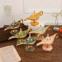 复古魔法灯精灵收藏版，传奇魔法灯精灵许愿灯罐，适用于家庭/婚礼餐桌装饰，可收藏的稀有经典阿拉伯道具罐和精致的派对/生日/圣诞节礼物