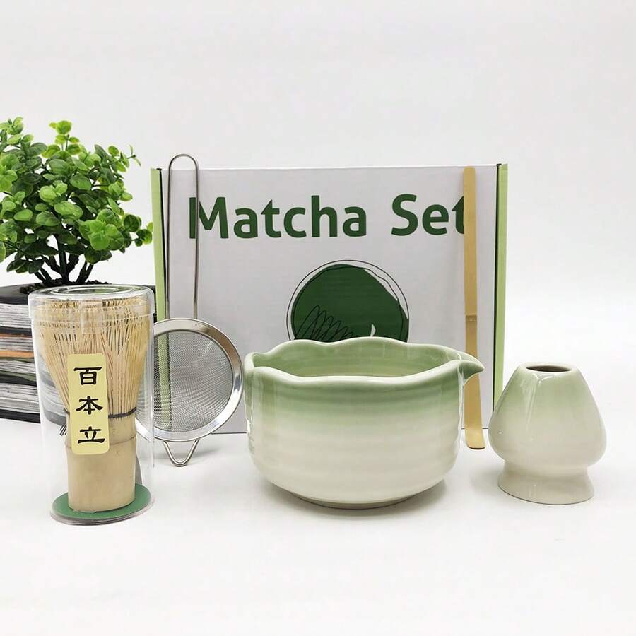 1 套（5 件）宋代抹茶碗、抹茶打蛋器、抹茶勺、抹茶搅拌器、陶瓷抹茶用具套装