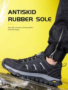 (Size Runs Small, Please Order One Size Large)1 Pair Steel Toe Shoes For Men Safety Shoes For Women,Work Safety Shoes Steel Toe Sneakers Comfortable Lightweight Work Trainer Puncture Proof Black Rubber Sole Indestructible Work Shoes For Climbing,Warehouses,Gardening,Outdoor Work And Prefect Gifts And Construction Work Protective Boots For Outdoor Exploration,Traveling,Running Shoes Hiking Shoes For Men Women Shoes - Black - View 6