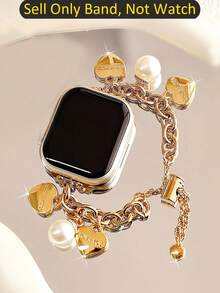 1 pieza Pulsera para Apple Watch, Pulsera de mujer con colgante de perla, compatible con Apple Watch 38/40/41/44/45/49/42mm, ajuste telescópico simple y conveniente, compatible con pulsera de acero inoxidable para Apple Watch S10 S9 S8 7 6 5 4 3 2 1 Ultra2/1