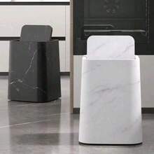 2025 New Marble Trash Can, Household Use For Living Room, Bathroom, Kitchen, Bedroom, Flip Cover Toilet Paper Holder, Hotel & Homestay, Luxury High Capacity Waste Bin - Multicolor - View 7