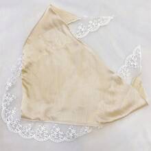 1pc Khaki Solid Color Fabric Lace Triangular Scarf, Versatile Headwear, Headband, Daily Use Fall Hair Accessories Autumn Women Bandana Sport Yoga Workout Winter Hair Band For Vacation Outfits Woman