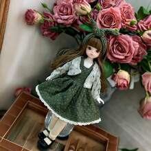 1个30厘米娃娃，6关节BJD娃娃，娃娃服装套装（含娃娃），休闲连衣裙，可更换配件 - 生日礼物、复活节礼物、万圣节礼物、圣诞节礼物，完美礼物