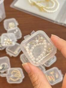 Popular Transparent Storage Box! Mini, Portable & Multi-Functional, Can Store Both Earplugs And Rings, Earrings, Necklaces, Essential For Small Jewelry & Items Storage Autumn University Essentials Travel Essentials Holiday Vacation Travel Bag For Women Jewelry Organizer Jewellery Box For Women