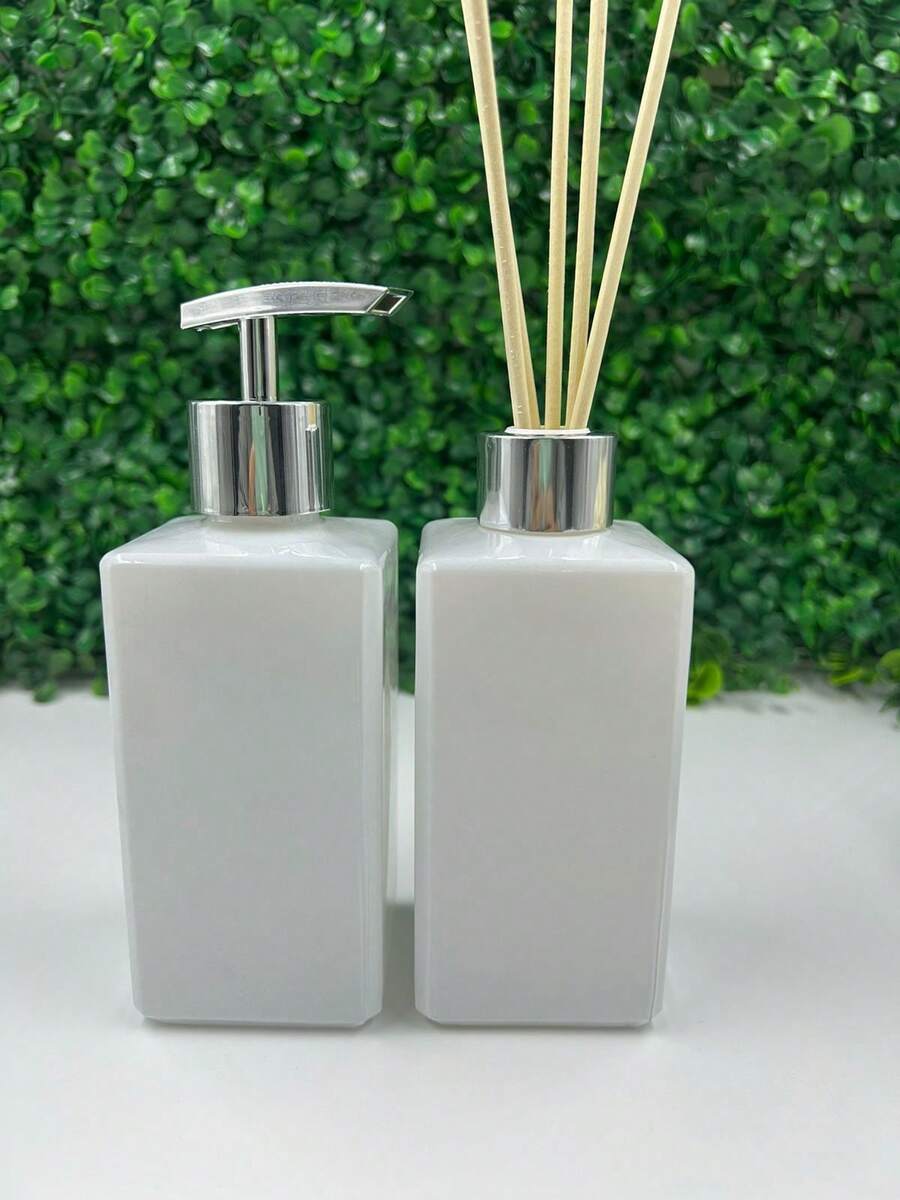 Saboneteira + Aromatizador de Ambiente em Vidro Square Branco