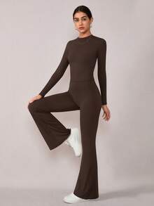 NcmRyu 1 套女士时尚休闲提拉塑身长袖上衣和长裤健身套装