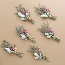 12pcs Boho Dried Flower Bouquet Mini Wedding Handmade Dry Flowers Decor For Vase Crafts DIY Photo Boutonniere For Men Floral Plant Flower For Bridesmaid Gift Birthday Decor (Colorful)