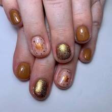 24 Pcs Fall Thanksgiving Orange Press On Nails Short Square - ZWENJIE Cute Glitter Fake Nails Press Ons Nail Art Tips With Autumn Leaves Lattice Design Full Cover Acrylic False Nails Glue On Nails Kit - 款式 J03 - 查看 9
