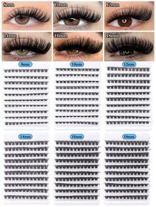 10 Trays/120 Clusters DIY Segmented False Eyelashes, Thick & Curly, Beginner-Friendly, Single Lash DIY, Create Natural Makeup Look At Home, Fluffy & Dense, Enlarge Eyes, Charming Eye Makeup, Portable Eyelash Tray, Suitable For Travel, Match Different Eye Makeups, Mixed Styles, Lengthening Options Available, 8/10/12/14/16mm, Easy To Use At Home - Black - View 8