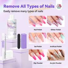 SAVILAND Acetone UV Nail Polish Remover 50ml Set: Manicure Accessories Removes For Nail Polish, Gel Nail Polish, Acrylic, Nail Glue, Nail Tips, Tip Glue Shellac Remover For Dip Powder For Home Salon - 紫色 - 查看 4