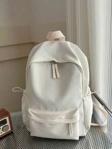1 件返校时尚经典基本纯色背包，带笔记本电脑隔层书包，可调节肩带和宽敞的多个口袋学生包，轻便大容量休闲旅行背包，多种颜色可选，非常适合青少年/学生/毕业生，适合日常使用、外出、旅行、学校和返校