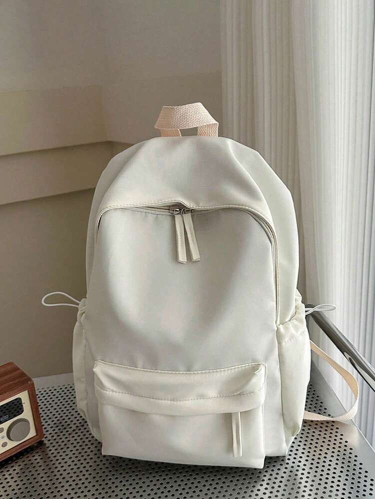 1 Peça Mochila Clássica Básica Sólida e Estilosa de Volta às Aulas, com Compartimento para Laptop, Alças Ajustáveis e Múltiplos Bolsos Espaçosos, Bolsa Estudantil Leve de Alta Capacidade para Uso Casual, Viagens, Escola e Volta às Aulas, Perfeita para Adolescentes/Estudantes/Formandos, Disponível em Várias Cores - A - Visão 16