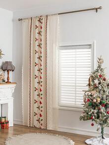 1 pieza Elemento navideño Cenefa de jacquard 3D con patrón estereoscópico, campanas navideñas, caramelos navideños, copos de nieve, cortina sin perforación adecuada para cocina, dormitorio, alféizar de ventana, cortina de puerta, cortina transparente estilo princesa, para todo el año, decoración navideña para el hogar, decoración de habitación, decoraciones navideñas de invierno, regalos de Navidad