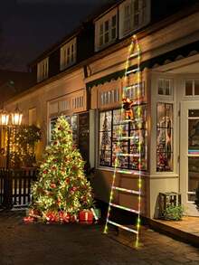 1pc Christmas Santa Claus LED Stair Light - 3 Meters Long 12-Level Multi-Color Stair Decor, Multicolor Lighting, USB Powered, 8 Flashing Modes, Durable Plastic Indoor/Outdoor Holiday Party Decor, No Battery Needed, Suitable For Home, Garden, Window And Party