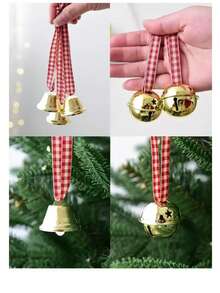 1/3/6 piezas Campanas de Navidad estilo vintage, decoración colgante redonda de acero inoxidable, adecuada para bodas, duchas nupciales, Pascua, Acción de Gracias, regalos festivos - Decoración para jardín y patio al aire libre