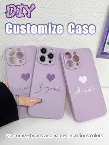 1pc Customized Name Phone Case, Personalized Name Design Phone Cover, Customized Name Cover, Heart Phone Case, Anniversary Gift, Valentine's Day Gift, Gift, Birthday Gift, Wedding Gift, Mother's Day Gift, Father's Day Gift, Best Friend Gift, Gift For Mom/Dad, Gift For Boyfriend, Gift For Girlfriend