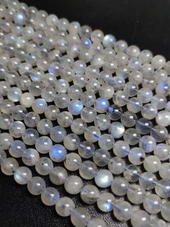 月光石天然珠子，适合 DIY 珠宝制作 - 圆形散装宝石，非常适合