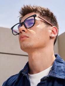 1 pieza Gafas con montura negra de estilo clásico, casual y elegante, diseño minimalista de moda, adecuado para todas las estaciones - Multicolor - Ver 5