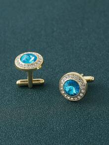 新款欧美风格水钻圆形袖扣，适合婚礼、音乐节、派对、订婚、日常穿着、礼物、生日 - 鑲鑽袖扣 - 查看 5