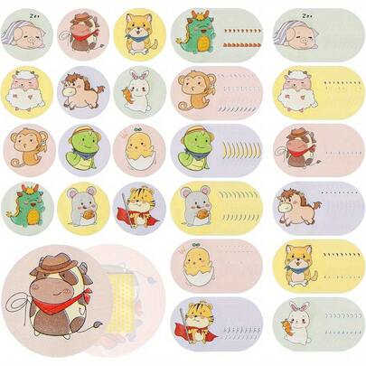 120 piezas Vendas 12 estilos de dibujos animados lindos, Vendas redondas de 0.9 pulgadas para vacunación, Venditas para heridas pequeñas, granos, vacunación y ampollas