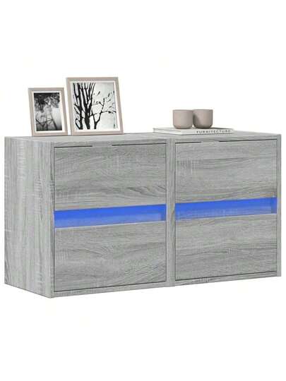 VidaXL TV Wand Units LED Pcs 41x31x45 Cm Grijs Sonoma Oak