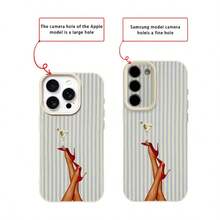 1pc TPU Material Retro Western Cowboy Boot, Blue Stripe, Red High Heel, Martini Glass Pattern Phone Case Compatible With IPhone - White - View 7