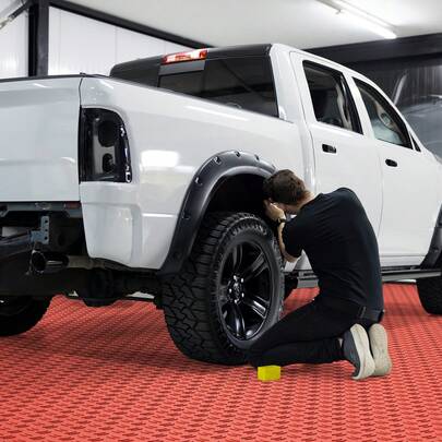 Garage Tiles Interlocking, 12 X 12 X 0.53 Inch 25 Pack Garage Floor Covering Tiles, Non-Slip Double-Sided Texture Garage Flooring Tiles, For Garages, Basements, Repair Shops, Red