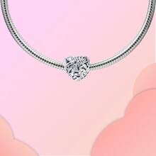 Silver Plated Charms Hollow Heart To Heart Purple Zirconia Lotus Mother And Daughter Embrace Stars Moon Cross Rubik Cube Colorful Zirconia Rubik Cube Hollow Heart Beads Cute And Colorful Heart-Shaped Puzzle Design Series Beads Charm Fit Original Bracelet Charm Beads Necklace Diy Female Jewelry