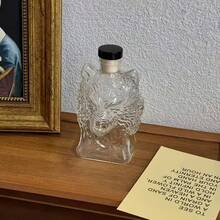 1pc 300ml Wolf Crested Whiskey Glass Bottle - Unique Wolf Head Design With Amber Liquid, Perfect For Anniversaries & Special Occasions, Whiskey Bottle