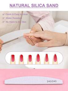 3片/5片/10片/25片装专业月牙形指甲锉，指甲修型器，抛光指甲护理工具，双面砂纸指甲锉条，指甲磨刀器 - 淺灰色 - 查看 7