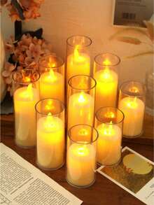 1 Peça Vela LED Cintilante Sem Chama (Com Bateria), Vela Eletrônica com Núcleo de Chama Dançante, Adequada para Natal, Halloween, Decoração de Casamento, Decoração de Mesa de Jantar, Festa de Aniversário, Comemoração de Feriados, Decoração do Dia dos Namorados, Vela Eletrônica, Vela de Desejos