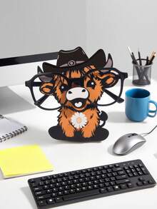 1pc Cowboy Eyeglasses Holder, Detachable Wooden Eyeglasses Stand, Western Cowboy Hat Sunglasses Storage Rack, Animal Shaped Sunglasses Organizer - Western Cowboy Cow - View 6