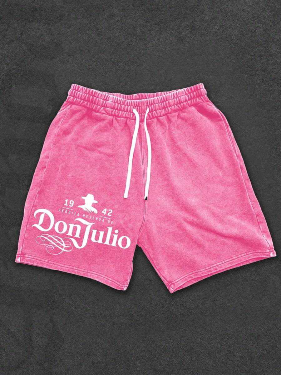 DonJulio Gradient Washed Shorts, Y2K 100% Cotton Men's Graphic Print Shorts, Men's T-Shirts, Custom Men's Tops, Men's Shirts, Summer Shorts, Personalized T-Shirts, Men's Graphic Shorts - Hot Pink - View 1