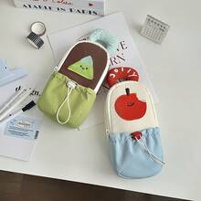 1pc Cute Large Capacity Stationery Storage Pouch With Front Pocket - Soft Fabric For School, Office, Travel Pencil Case - Beige/Soft Color, Suitable For Students, Teachers, Professionals, Portable Desktop Organizer, Office Supplies Storage, Fun Accessory, Convenient Maintenance