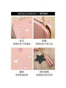 Small Women's Leather Wallet With Card Holder, Tassel And Elegant Pocket, Model 1003. - 黑色 - 查看 6