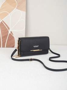 新款女士手机钱包时尚斜挎小包多口袋黑色小号女士钱包钱包秋季腕带钱包 - 黑色 - 查看 2