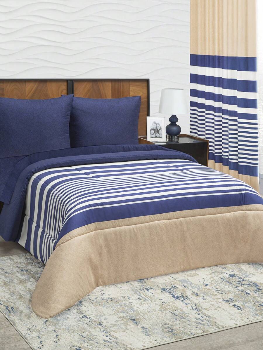 Home Elephant Extra Soft Microfiber Duvet Set For Double And King Size With Sheets Included, Various Models - Beige - View 1