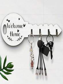 1pc Metal Wall Hook, Heart & "Home" Design, Sturdy Iron Material, Matte Black Finish, Rust & Waterproof, Suitable For Kitchen, Bathroom, Entryway, Key/Towel Rack - Multicolor - View 6